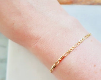 Figaro gold bracelet - Solid gold 10K figaro bracelet - Figaro 14K bracelet  - Gold minimalist jewelry - Unisex gold bracelet
