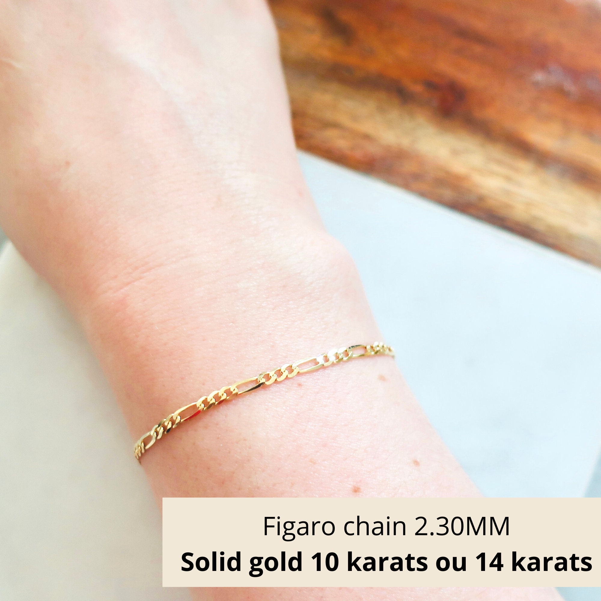 Figaro solid gold bracelet Solid gold 10k14k figaro bracelet Etsy