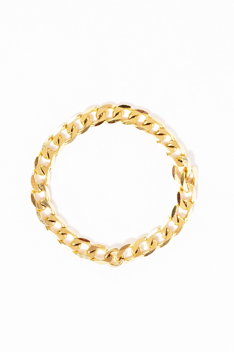 Curb Chain Ring Solid Gold Chain Ring 10K Gold Ring 14K Etsy Canada