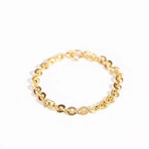 Stackable cable chain ring - Solid gold 10k14K ring - Gold cable ring - Extra thin ring - Stacking Chain Ring - Delicate Ring