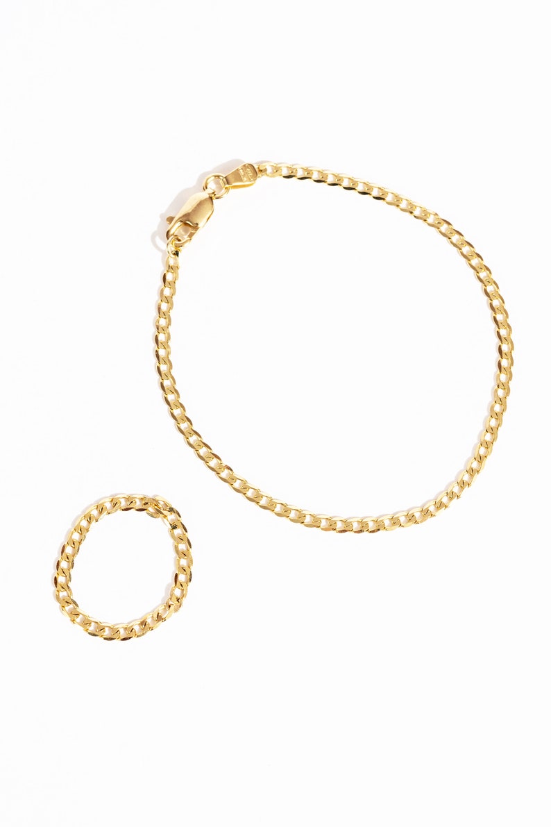 Curb Chain Ring Solid Gold Chain Ring 10K Gold Ring 14K Etsy Canada