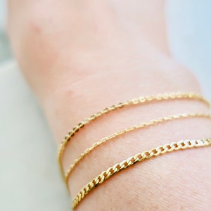 Solid gold bracelet - Rectangular chain bracelet - Curb chain bracelet - 14k god chain bracelet - Curb link bracelet - Dainty gold chain