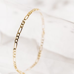 Figaro gold bracelet - Solid gold 10K figaro bracelet - Figaro 14K bracelet  - Gold minimalist jewelry - Unisex gold bracelet