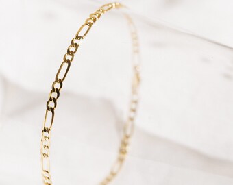 Figaro gold bracelet - Solid gold 10K figaro bracelet - Figaro 14K bracelet  - Gold minimalist jewelry - Unisex gold bracelet