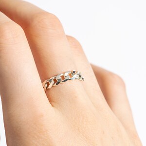 Silver curb chain ring - Unisex silver 925 Chain Ring - Silver curb chain ring - Cuban link ring - Stackable silver ring
