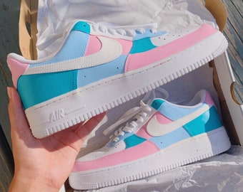 pastel pink and blue air force ones