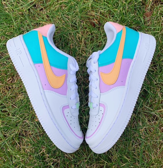 Blue Multicolored Custom Nike Air Force 1/ Blue Colorblock -  UK