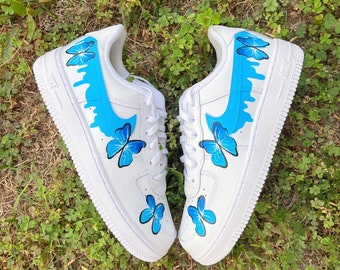 Blue Drip Butterfly Air Force 1s