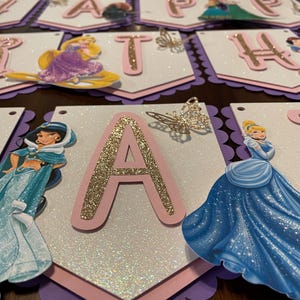Princess Birthday Party Decorations Princess Birthday Banner Ariel Rapunzel Elsa and Anna Moana Cinderella Jasmine Belle Girls Birthday