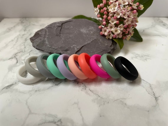 Dark Grey Silicone Rings for Women and Men Unisex Smooth Wedding