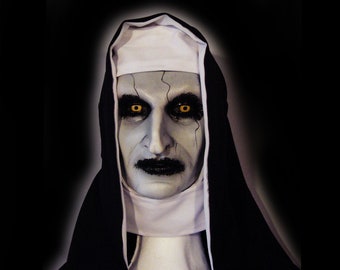 Valak Demon Nun Latex Mask, , Scary movie, Horror Costume, Halloween