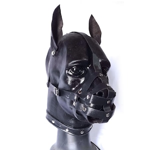 Puppy Play Dog Hood Latex Mask, Slave Role, Fetish Handmade, Animal Costume, Halloween, Cosplay
