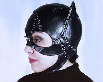 Cat Girl Latex Mask with Stitching Cosplay Comics Halloween Costume