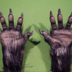 Latex Hand Gloves, for Gray Werewolf (pair), Animal,Halloween Costume, Horror Cosplay