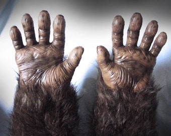 Bigfoot Latex Hand Gloves,(pair), Sasquatch, Yeti, Halloween Costume, Horror Cosplay