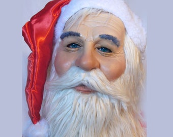 Santa Claus Latex Half Mask, Santa Claus mask, Red Xmas Cosplay, for Christmas Costume