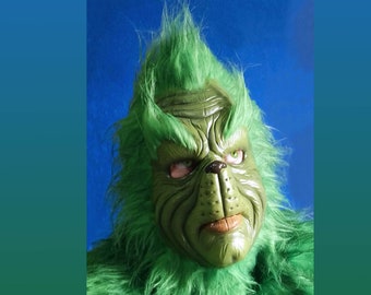 Grinch Latex Masker Versie 2, breder van binnen, Kerstgroen masker, Kerst Cosplay