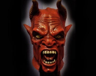Devil Horror latex Mask, Red Demon mask, Mephisto, Diablo Costume, Satanic Halloween Cosplay