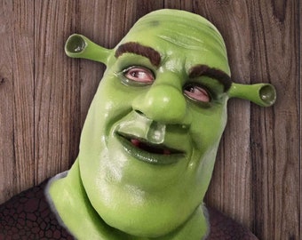Shrek Latex Mask, Green Ogre mask, Fairy tale Cosplay, Far far away Costume