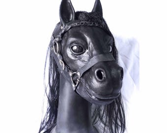 Pony Play Half Latex Mask, Hood