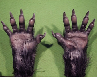 Latex Hand Gloves, for Gray Werewolf (pair), Animal,Halloween Costume, Horror Cosplay