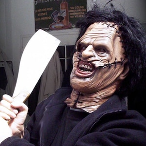Leather face latex Mask, Killer Chainsaw, Scary mask, Horror costume