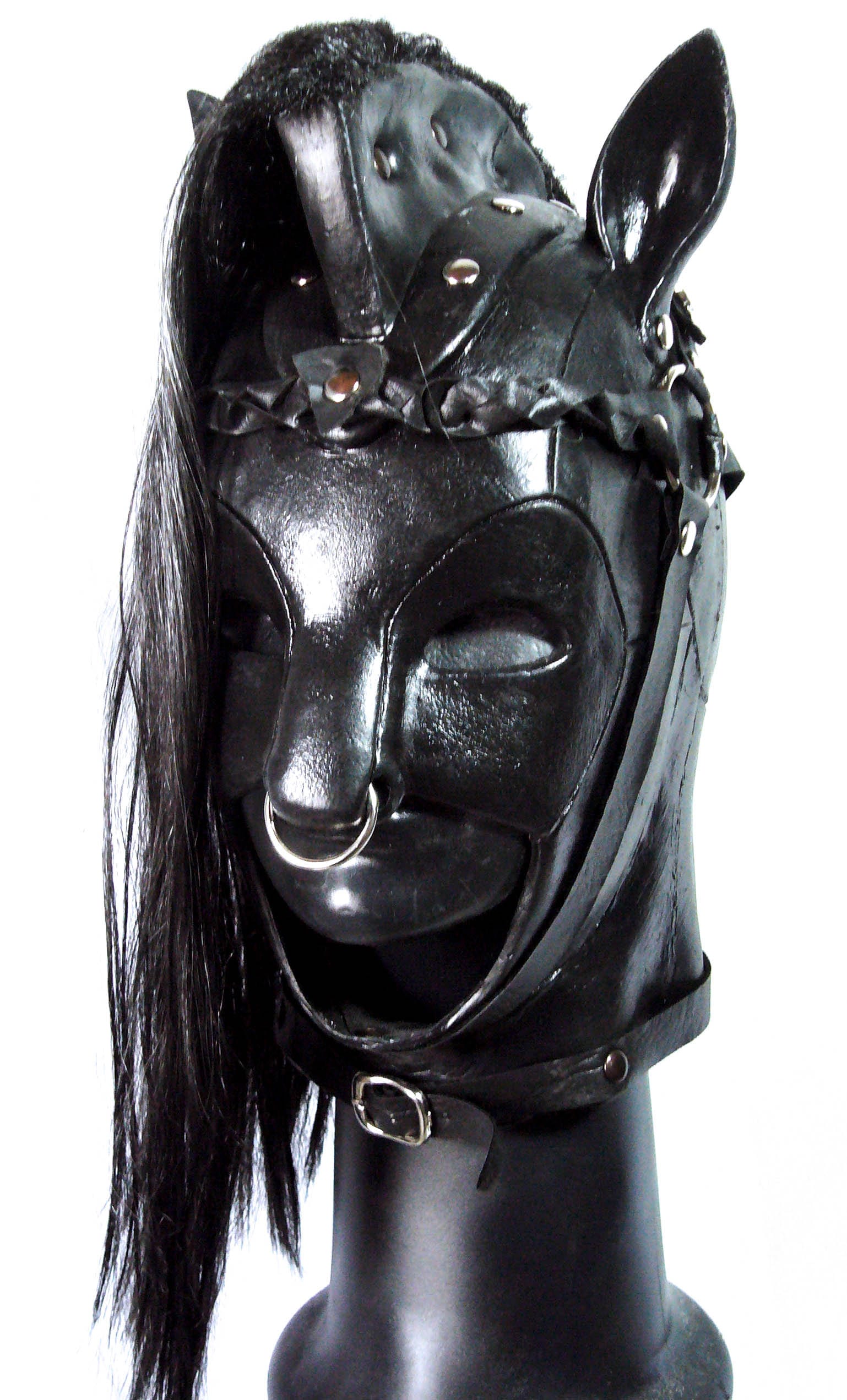Pony Girl Latex Mask Black Female Horse Hood Bdsm Fetish Etsy