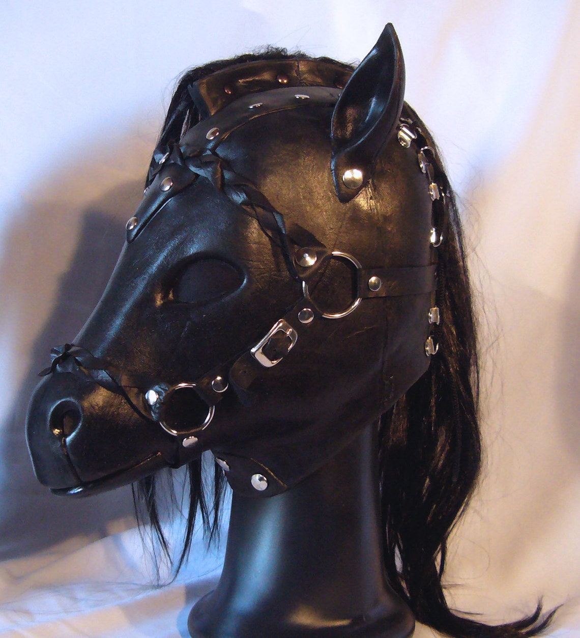 Pony Play Latex Mask Black Horse Hood Fetish Handmade Etsy
