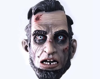 Abraham Lincoln Zombie latex Mask, The Walking Abe, Zombie Presidents, Halloween, Cosplay