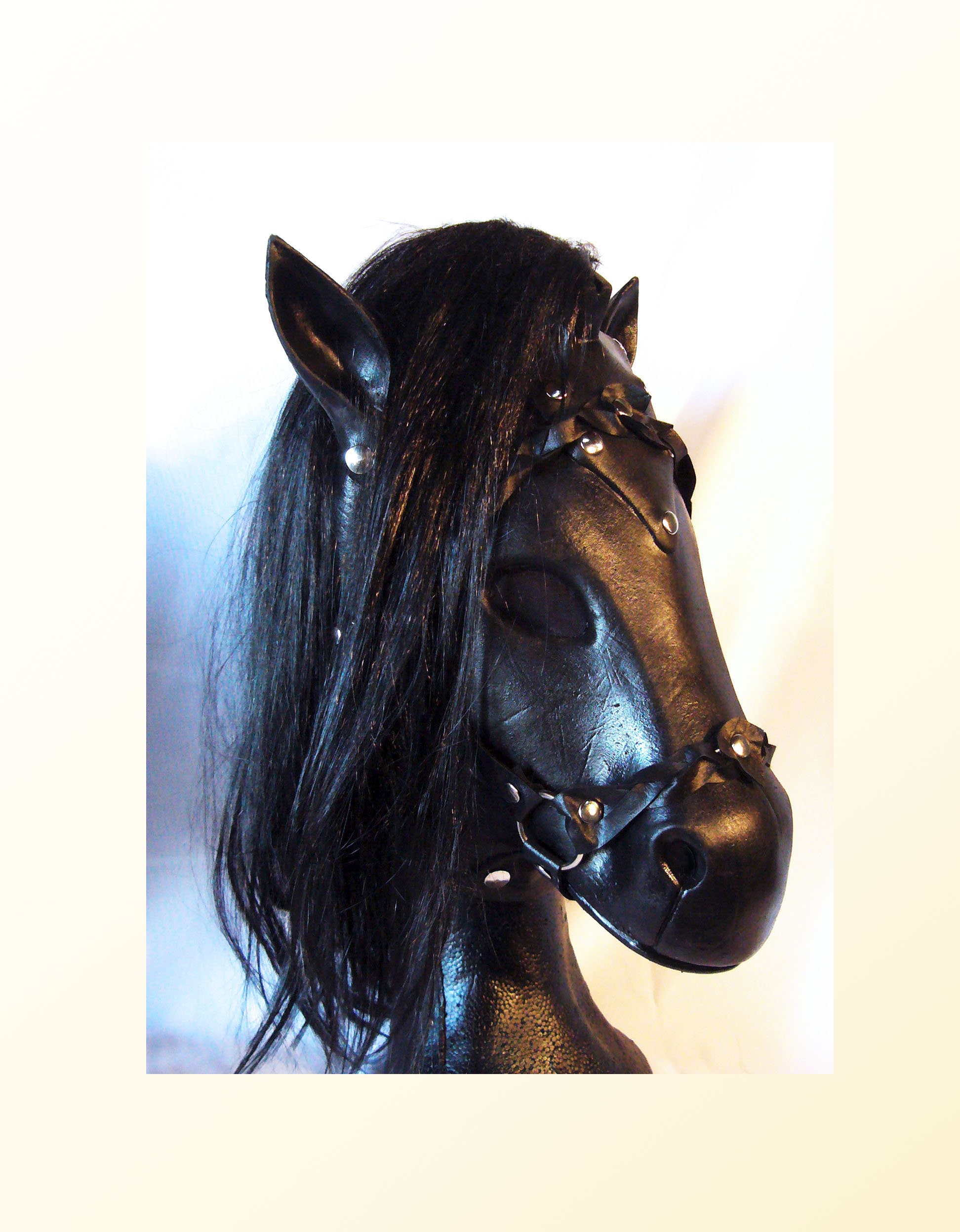 Pony Play Latex Mask Black Horse Hood Fetish Handmade - Etsy Norway