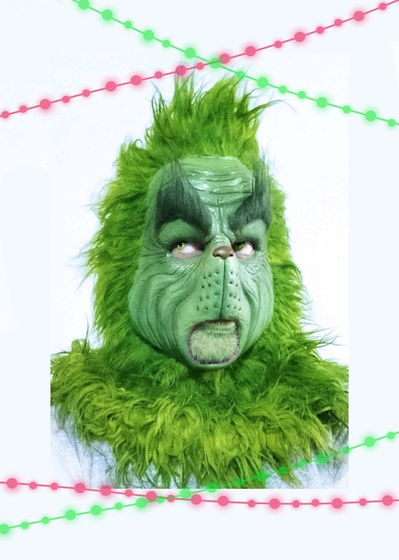 Grinch Latex Mask No Chin, Christmas Green Mask, Xmas Cosplay - Etsy