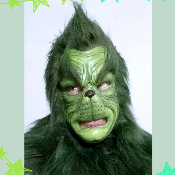 Grinch Latex Half Mask, Christmas Green mask,  Xmas Cosplay