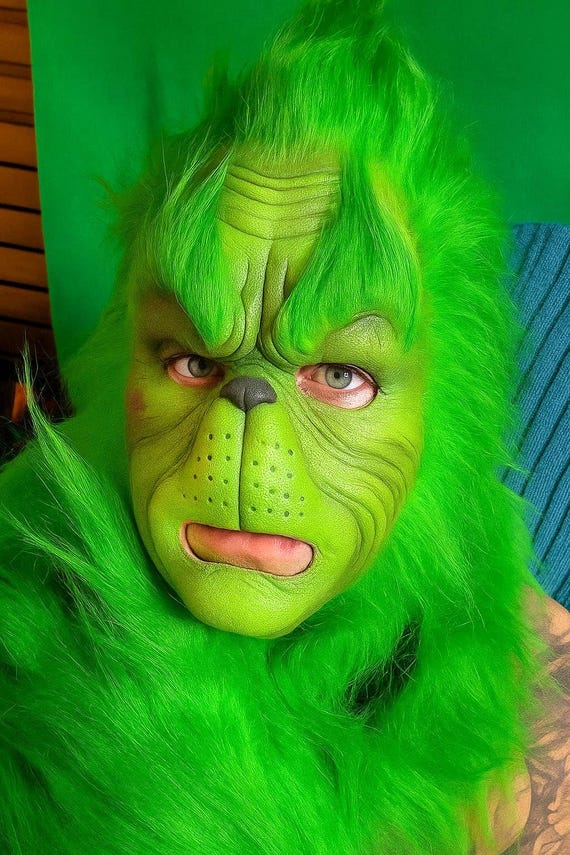 Grinch Latex Half Mask, Christmas Green Mask, Xmas Cosplay - Etsy
