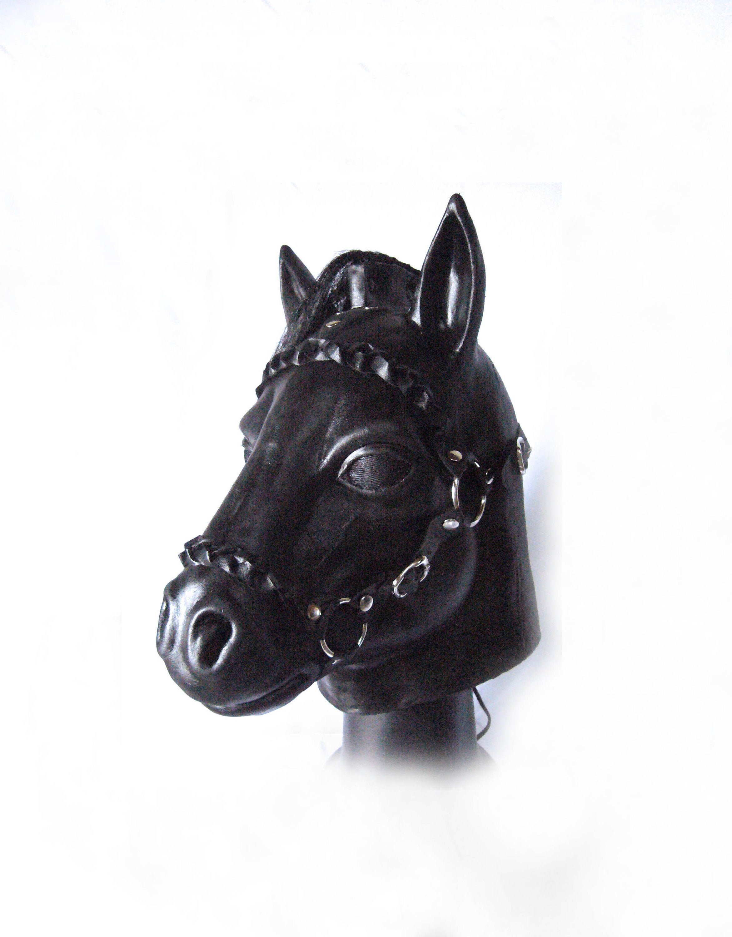 Black Horse Hood Pony Play Latex Mask Fetish Handmade Etsy UK