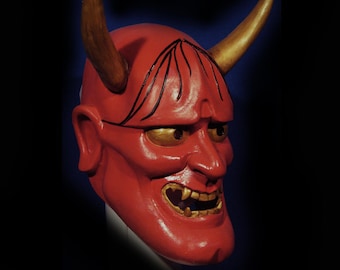 Hannya Half Latex Mask, Traditional Japanese Ghost, Hannia, Samurai Costume, Cosplay, Halloween
