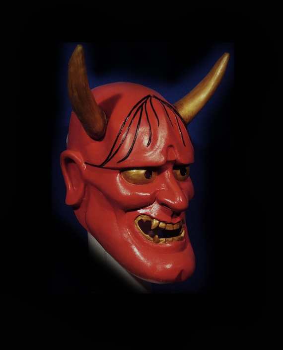 Halloween Japanese Anime Half Face Mask Latex Cosplay Kabuki Samurai Devil  Props