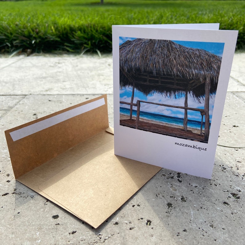 Polaroid Inspired \u2013 Kraft Envelopes Included 6 Count Blank Folded Note Card Set Travel Themed 5.5\u201d H x 4.25\u201d W \u2013 Original Paintings