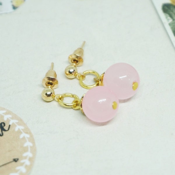 Cute Pink Earrings | Stud Jewelry | Bridgerton Inspired Earrings | Boho Style | Minimal Design Jewellery | Colorful Beads | Glass Beads