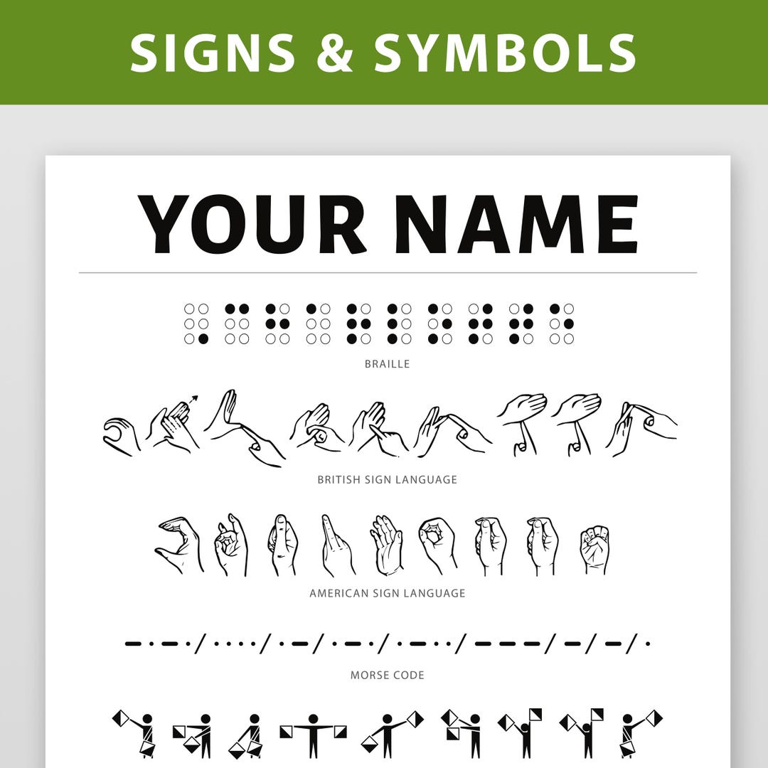 Personalised Name Art Print • Signs & Symbols Edition • Your Name in 8 ...