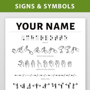 Personalised Name Art Print • Signs & Symbols Edition • Your Name in 8 Unique Ways • Custom Wall Art Gift