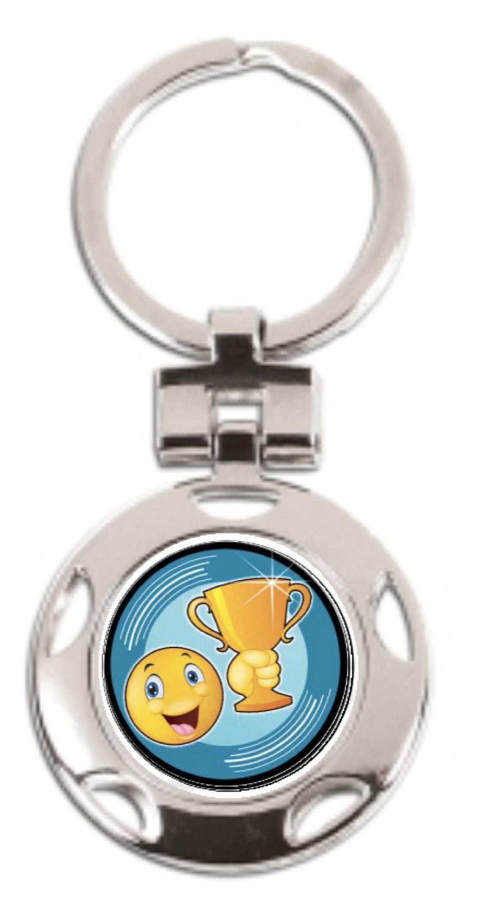 Happy Face I Did Well Today Round Keyring in gift box ENGRAVED FREE