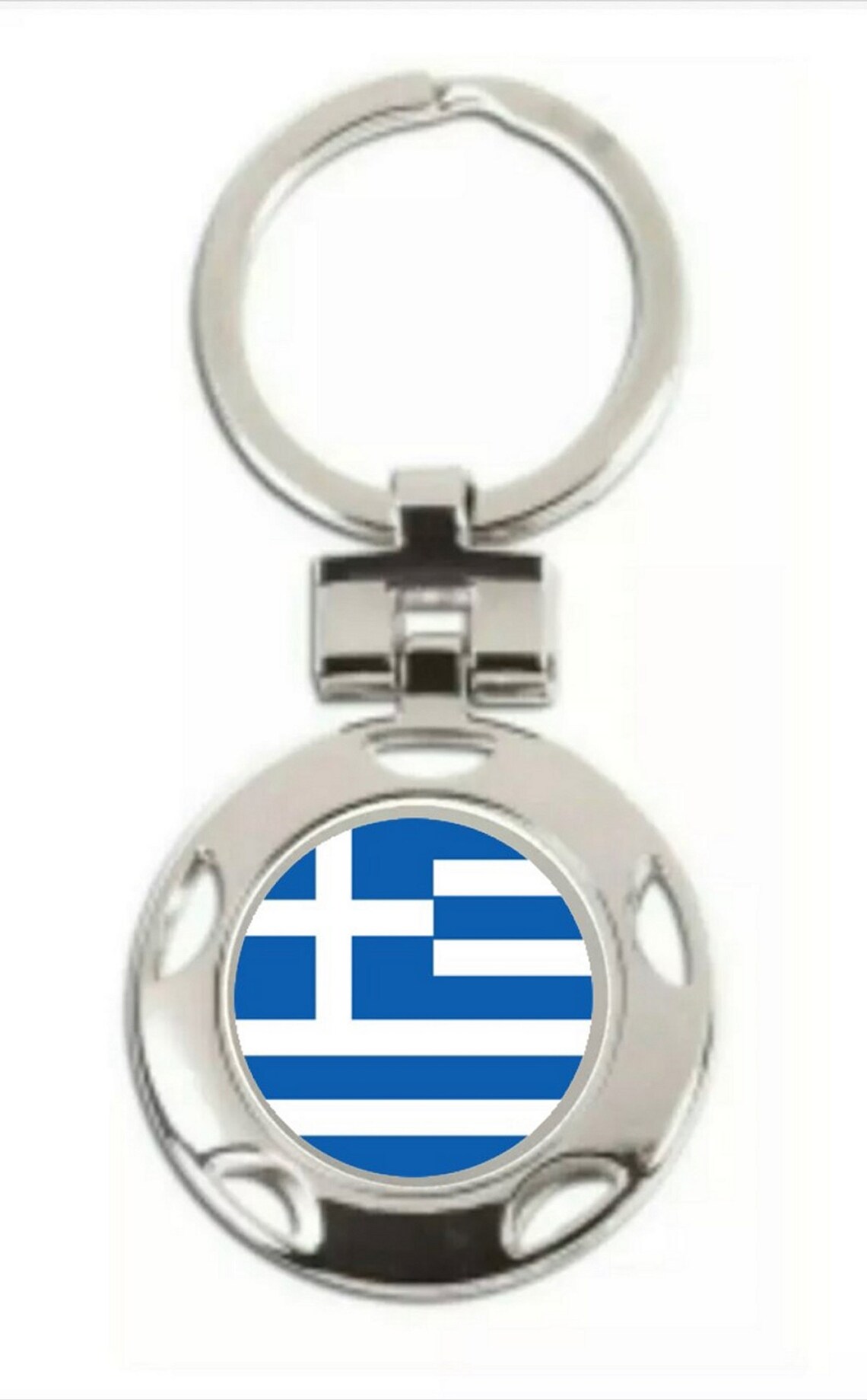 Greece Flag Round Keyring in gift box CB ENGRAVED FREE Etsy