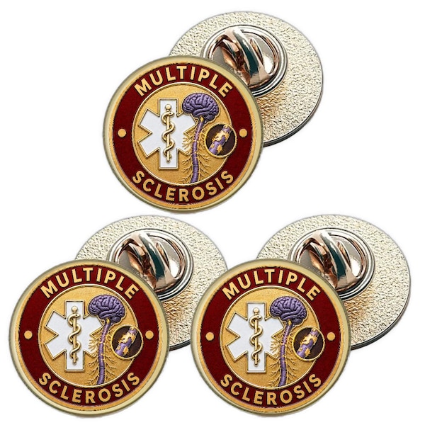 3 x Multiple Sclerosis Medical Awareness (BU27) Lapel Pin Badges