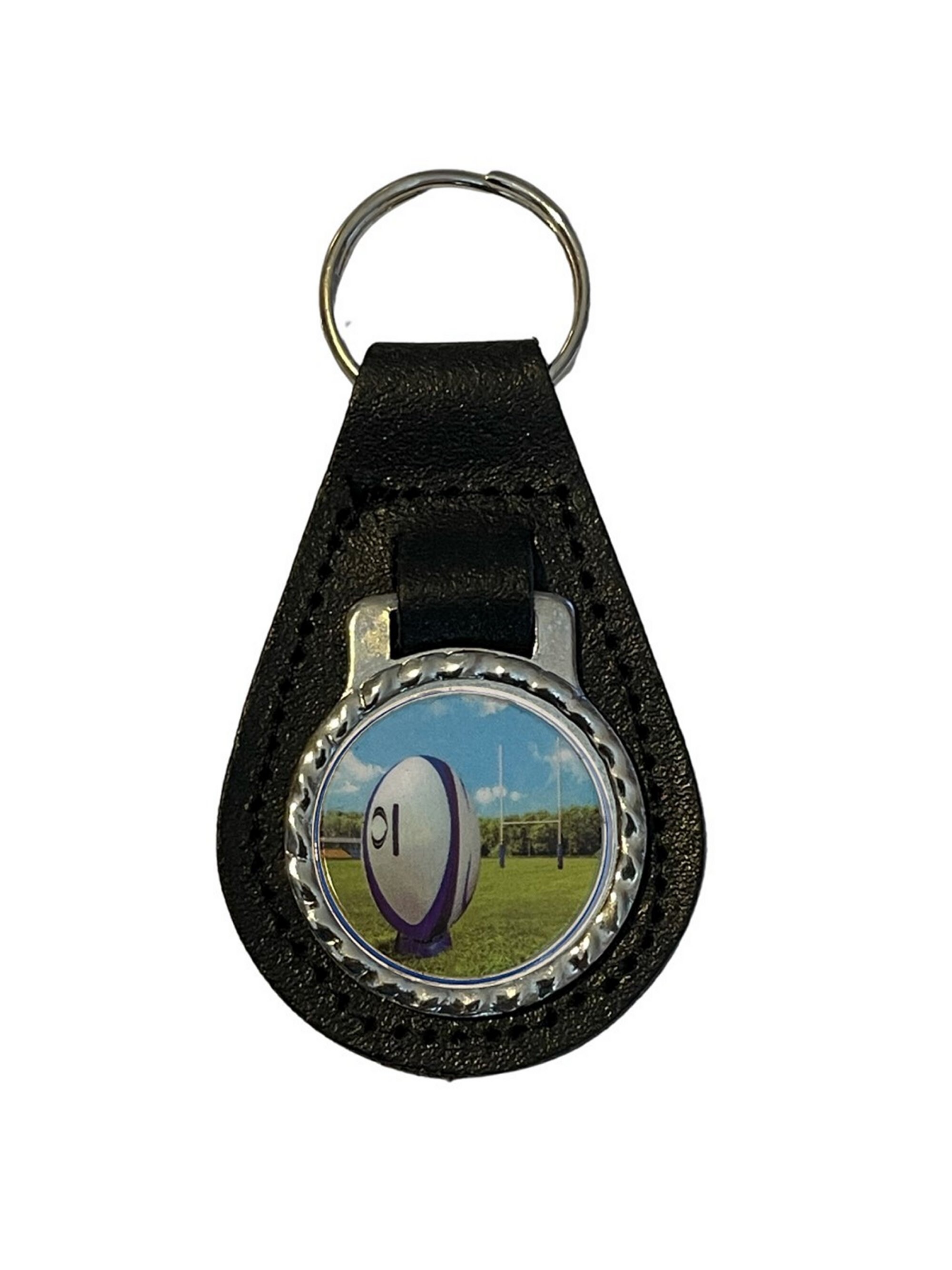 Rugby Match Genuine Leather Black Fob Keyring Etsy