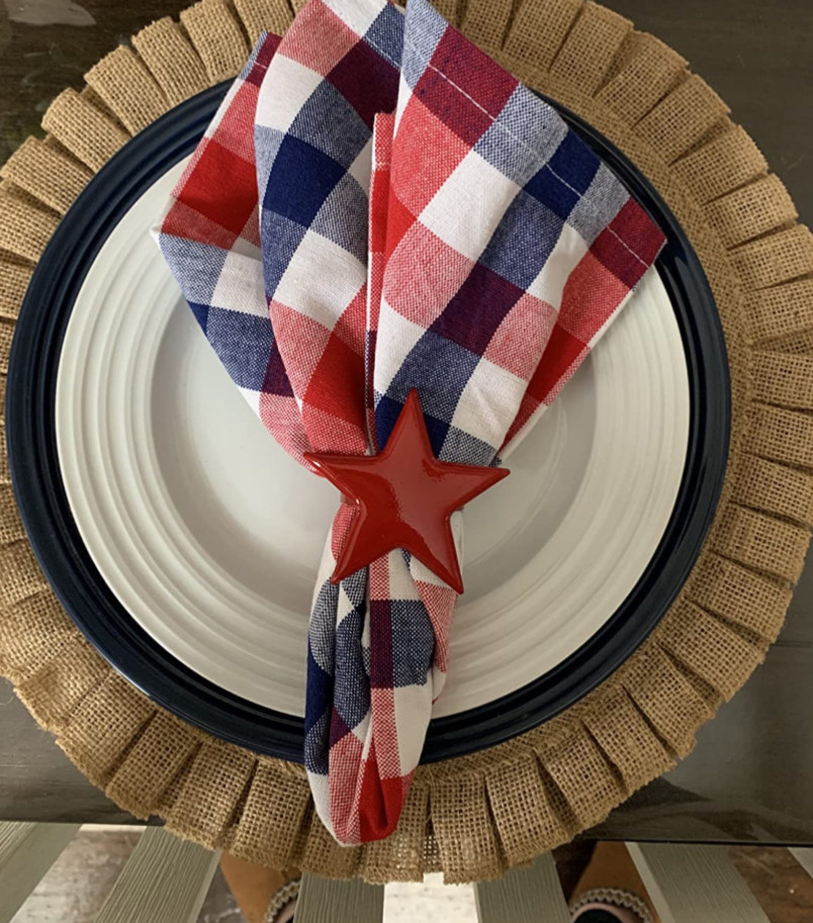 6 Handmade Cloth Napkins 4th of July Red White and Blue Etsy