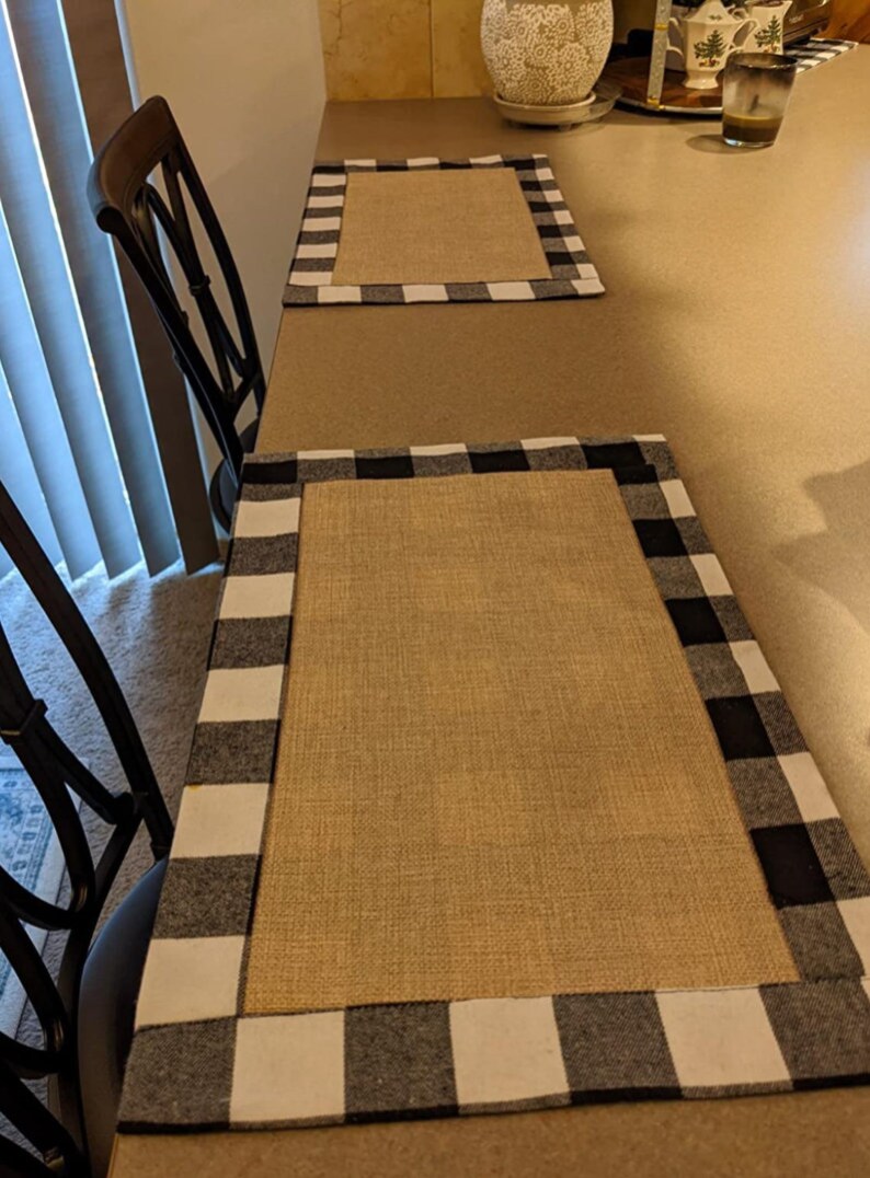 Doubledside Burlap Buffalo Plaid Placemats Set of 6 Free Etsy