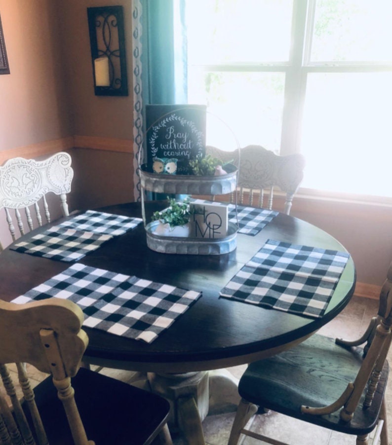 Doubledside Burlap Buffalo Plaid Placemats Set of 6 Free Etsy