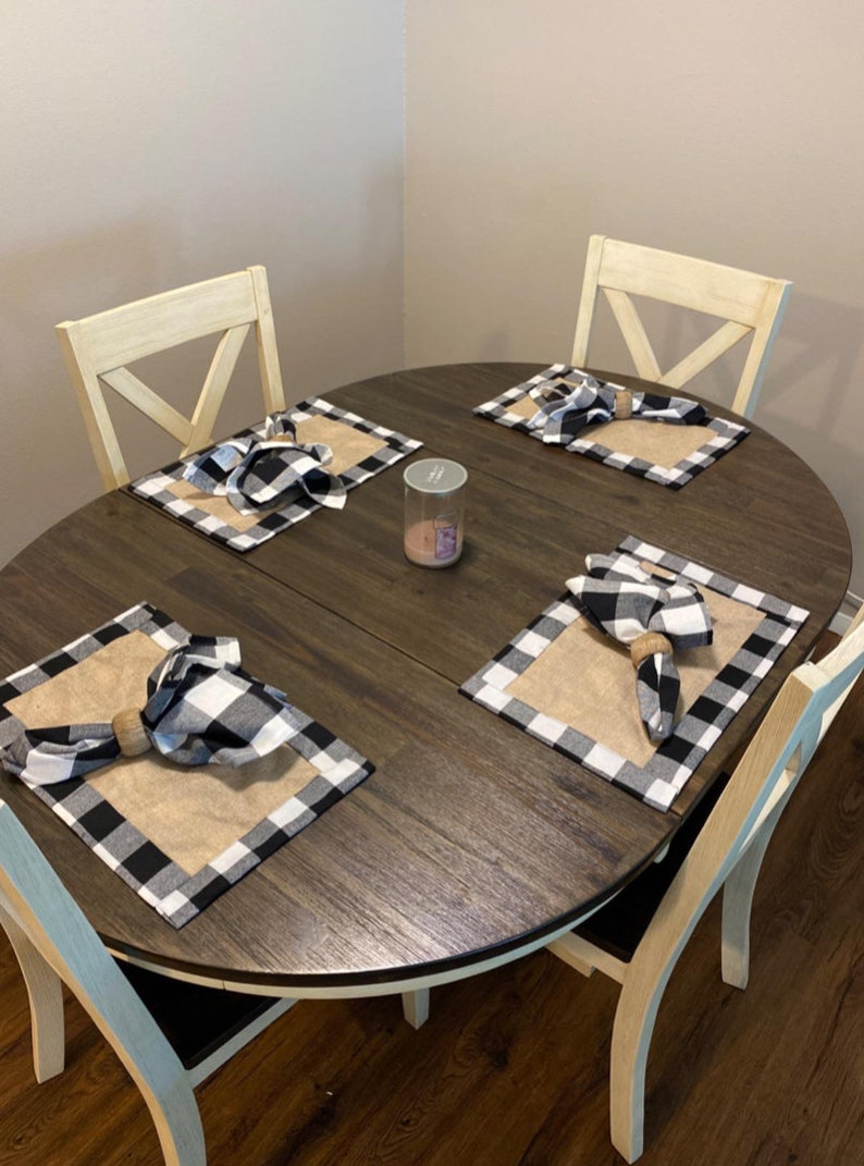 Doubledside Burlap Buffalo Plaid Placemats Set of 6 Free Etsy