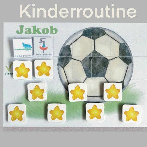 MEGA Tagesplan Kinder Fußball mit Sternen, Routineplan, Montessori, Vorschule Kita Deutsch