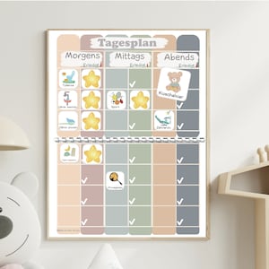 MEGA Tagesplaner für Kinder, Routineplan für Kinder, Morgen und Abendroutine Montessori, Vorschule Kita Deutsch